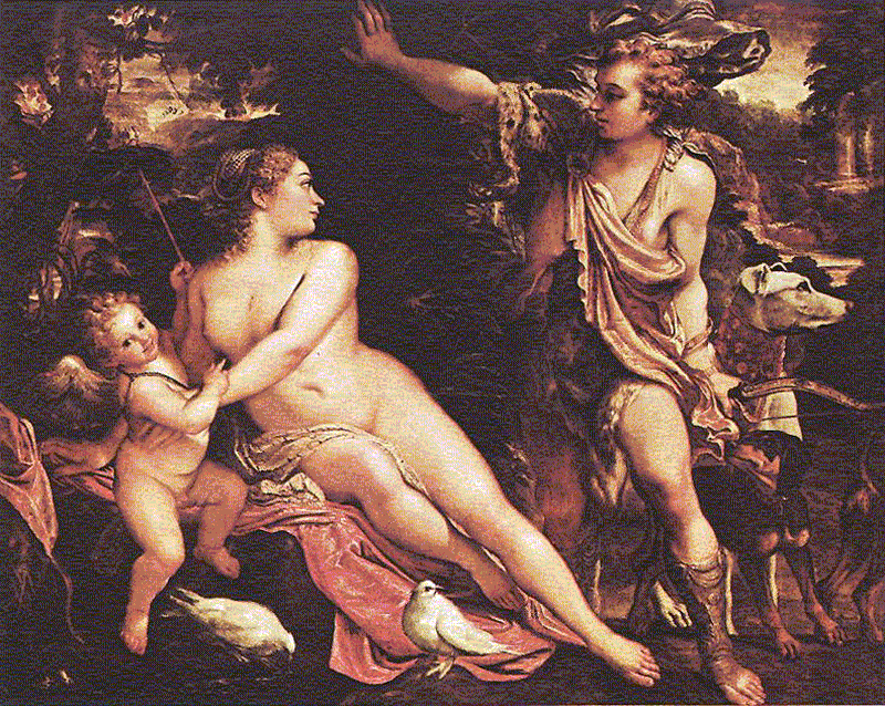 Венера, Адонис и Амур. ок. 1595г. Мадрид, музей Прадо